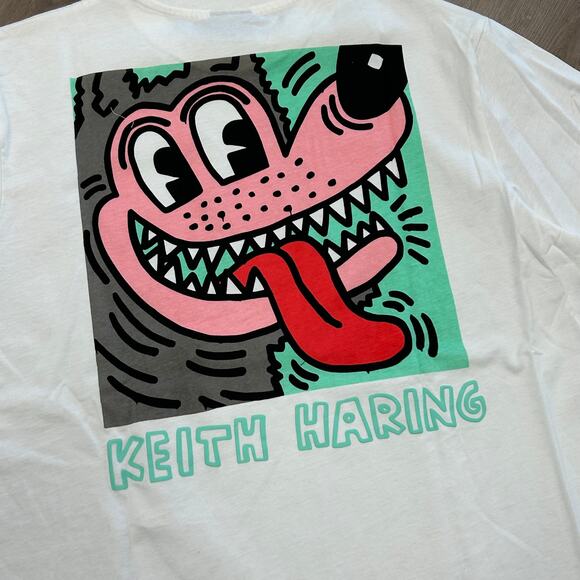 Shoe Palace Keith Haring Montreux 1983 White Tee T Shirt Size Large L B6 - Picture 5 of 5